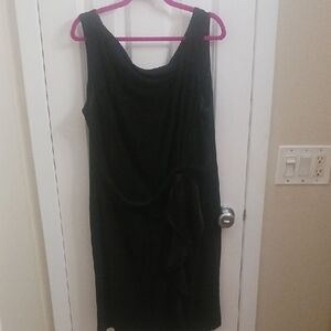 MSK Elegant Black Midi Dress with Ruffle Accent